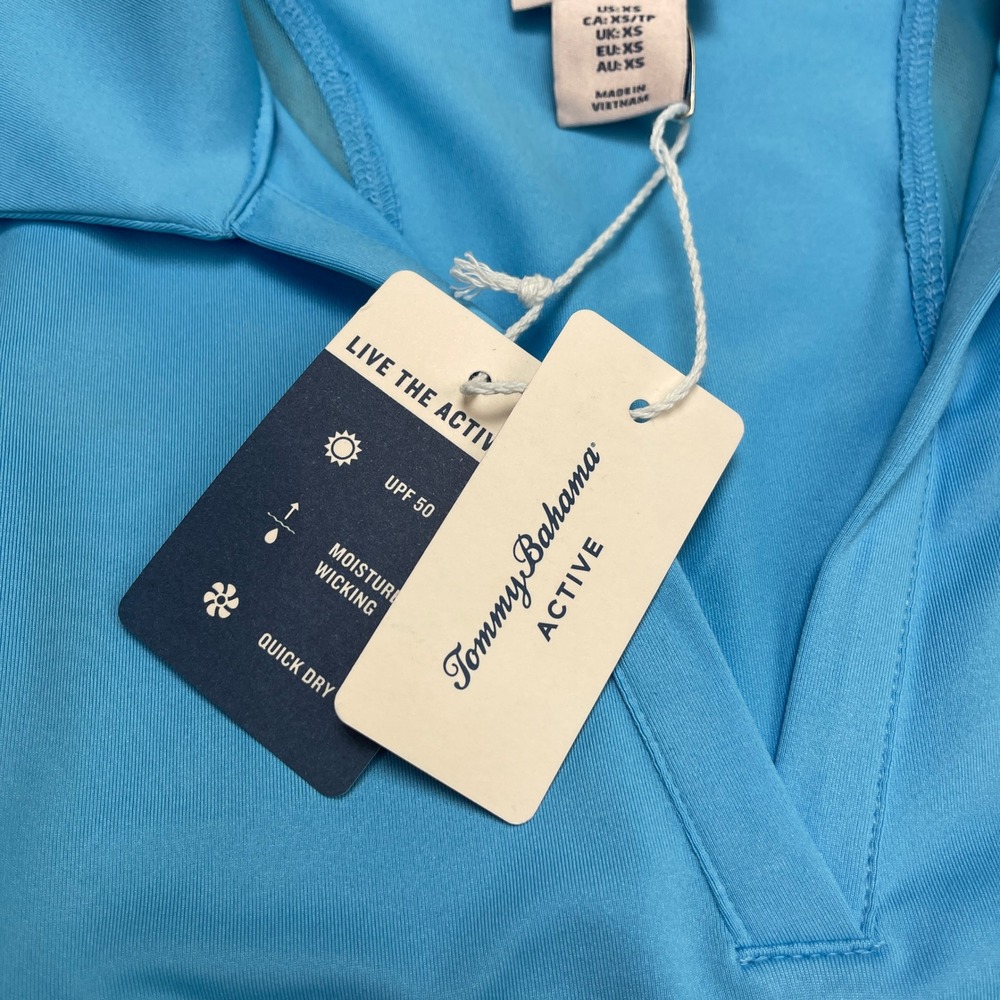 Tommy Bahama Active Womens XS Blue Sleeveless Golf Polo Mesh Back UPF 50 NWT - Picture 4 of 7